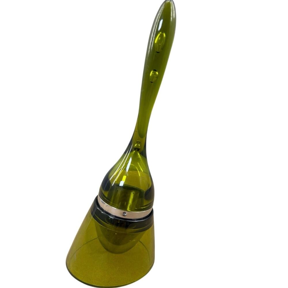 Vintage 70s Avocado Green Tea Infuser Wand Lucite Stainless w Stand